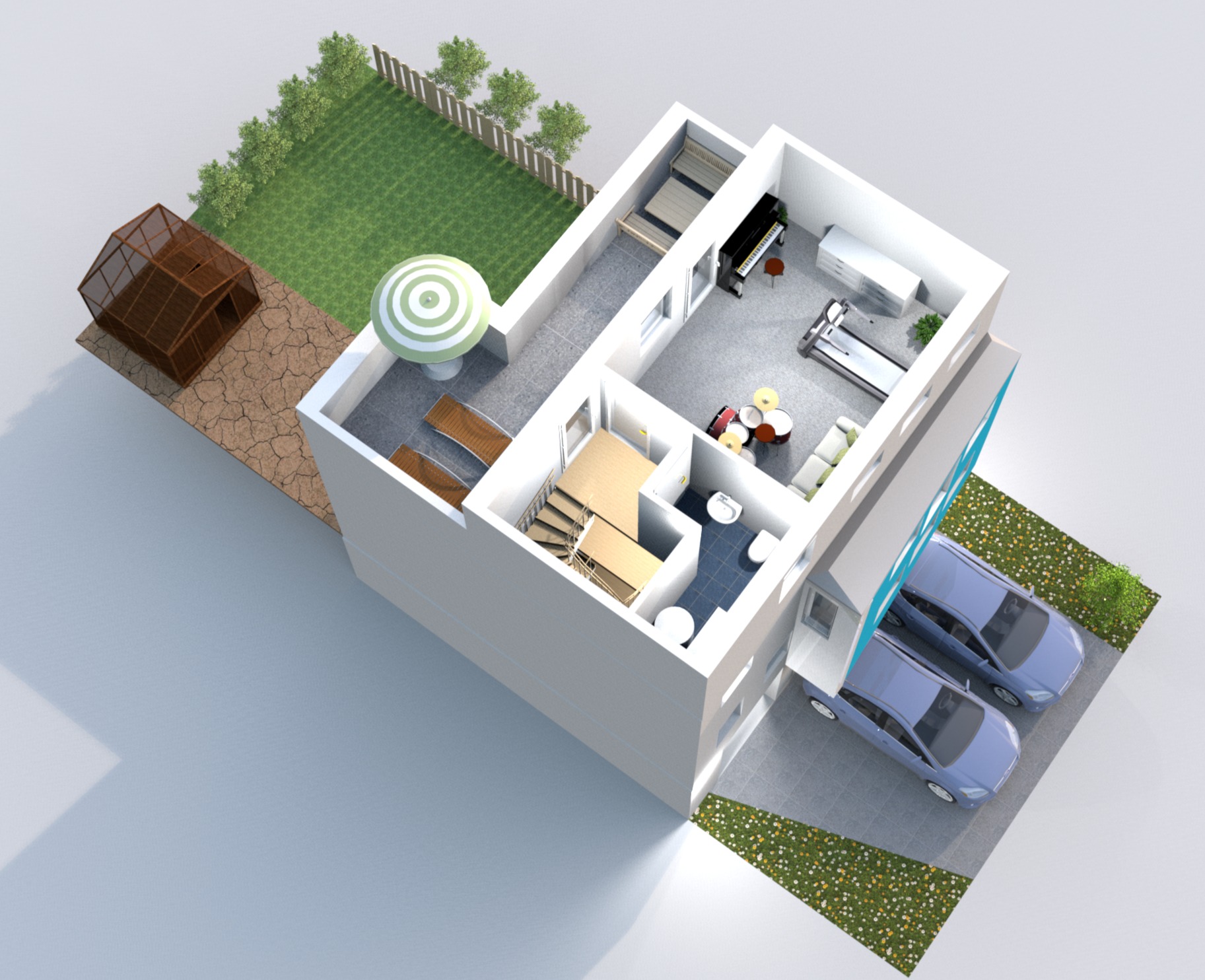 Grundriss Dachgeschoss 3D-Modell Grundriss Dachgeschoss 3D-Modell